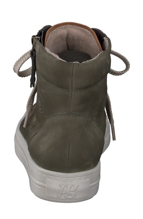 Paul Green Wells High Top Sneaker In Olive Cognac Combo