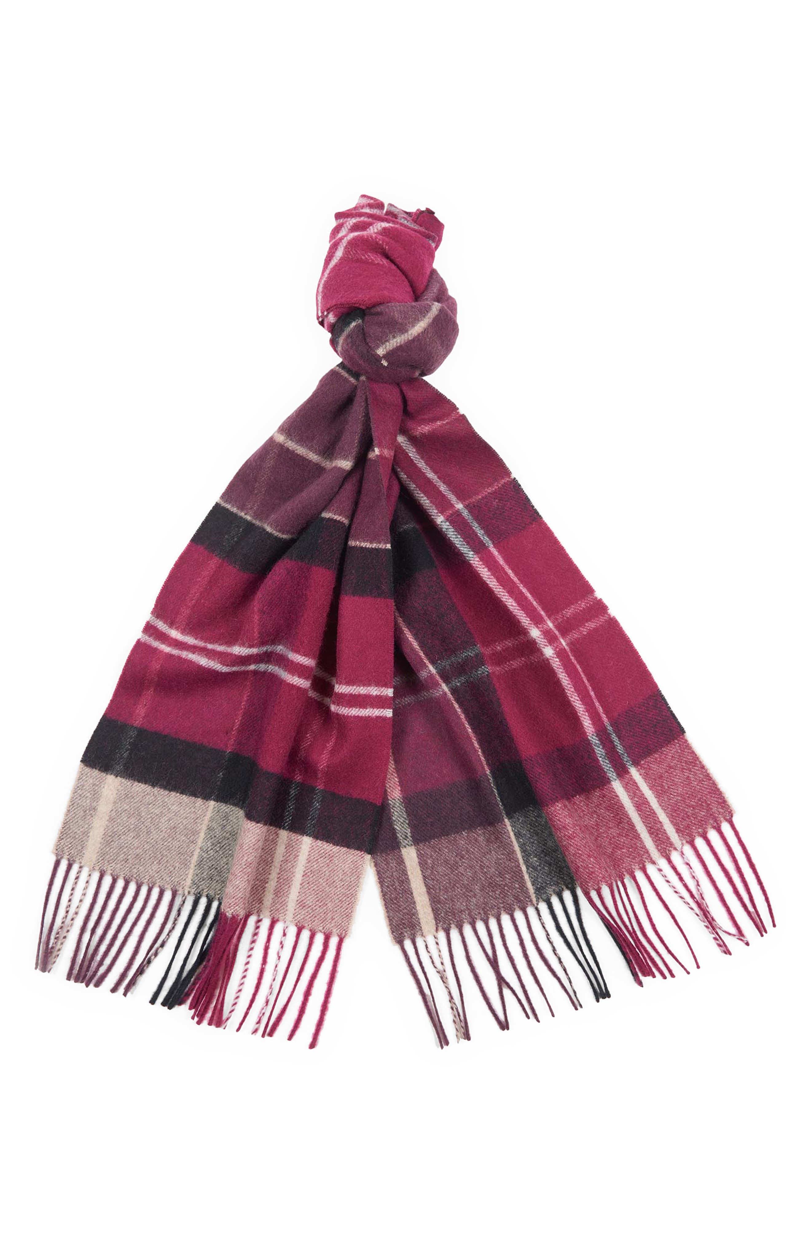 Present for her Vintage wool long scarf with fringe \\ Brown white blue tartan plaid wool scarf Winter unisex scarf shawl