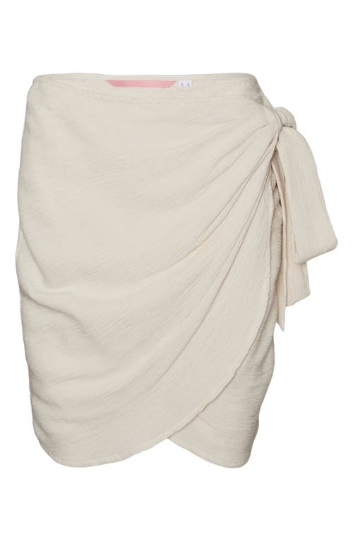 SOMETHING NEW Chrissy Cotton Gauze Wrap Miniskirt in Perfectly Pale