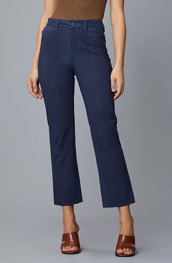 Dl1961 Patti Crop Wide Leg Jeans In Navy Stretch Leather