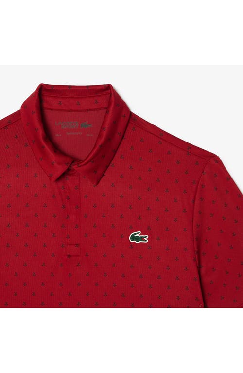 Shop Lacoste Regular Fit Print Stretch Polo Shirt In Iqf Ora/marine