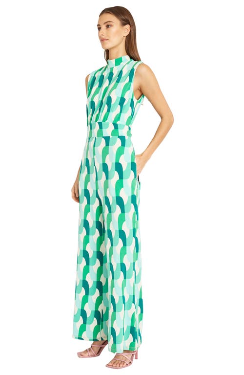 Shop Donna Morgan For Maggy Wide Leg Jumpsuit In Ivory/green