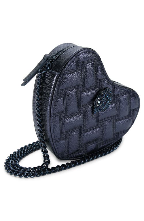 Shop Kurt Geiger London Kensington Heart Quilted Leather Crossbody Bag In Dark Blue