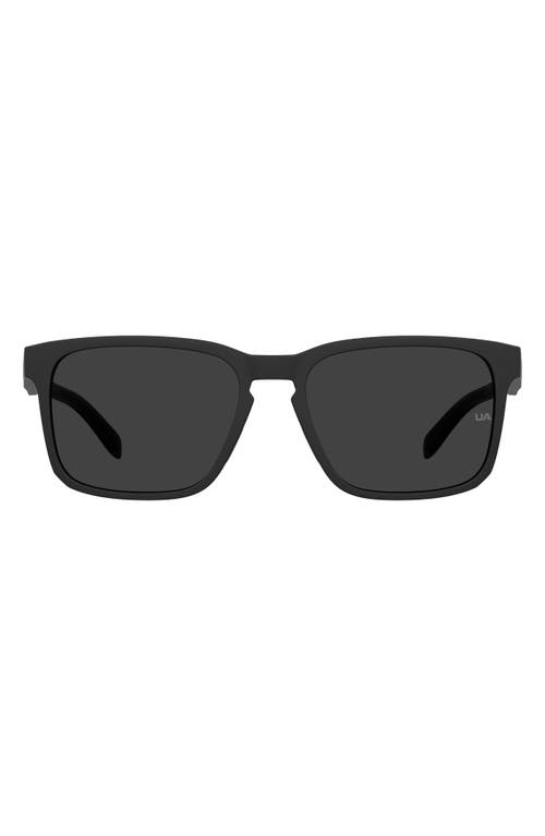 Under Armour 57mm Rectangular Sunglasses in Matte Black/Grey
