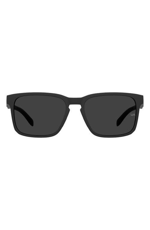 Shop Under Armour 57mm Rectangular Sunglasses In Matte Black/grey