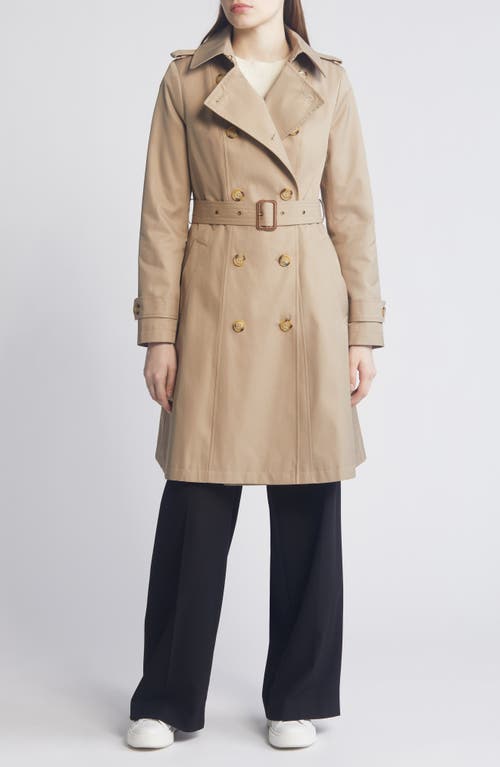 Lauren Ralph Water Resistant Belted Double Breasted Trench Coat Birch Tan at Nordstrom,