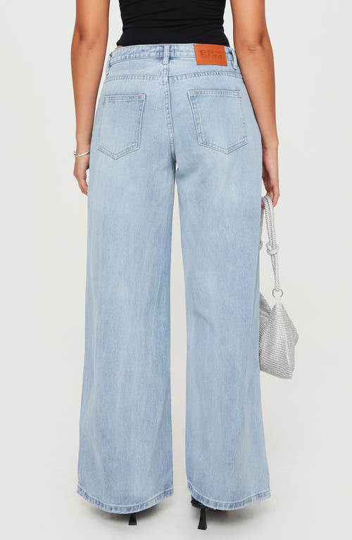 Shop Princess Polly Ramos Low Rise Wide Leg Jeans In Blue