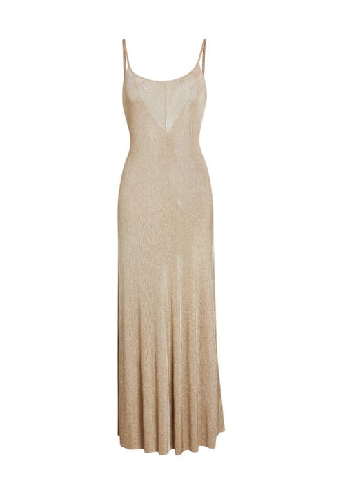 Shop Ser.o.ya Mabeline Metallic Knit Maxi Dress In Gold