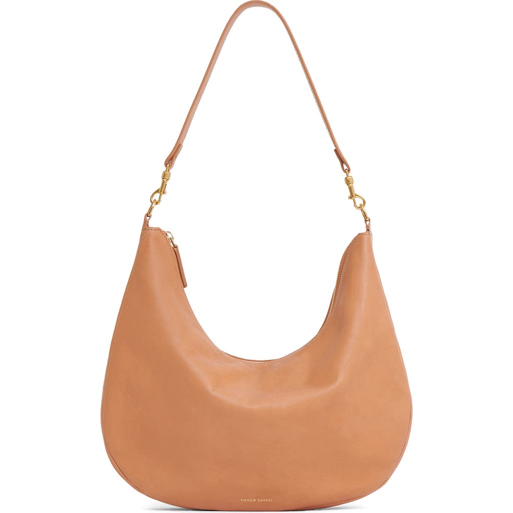 Mansur Gavriel Swing Leather Hobo Bag In Cammello