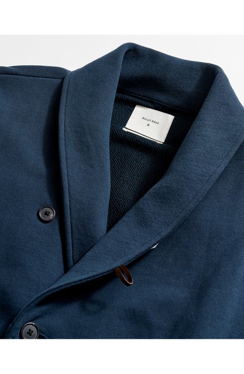 Billy Reid John Shawl Collar French Terry Jacket In Carbon Blue