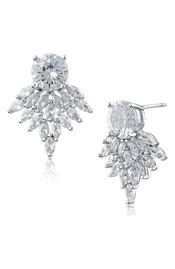 Shop Cz By Kenneth Jay Lane Cz Cluster Stud Earrings In Clear/silver