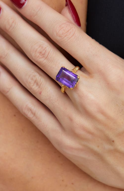 Shop Savvy Cie Jewels Amethyst Ring In Purple/yellow Gold