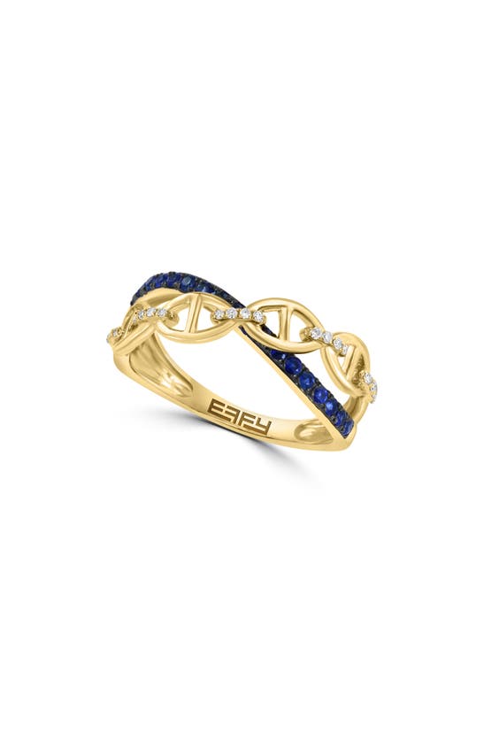 Effy 14k Gold Diamond & Sapphire Mariner Link Ring