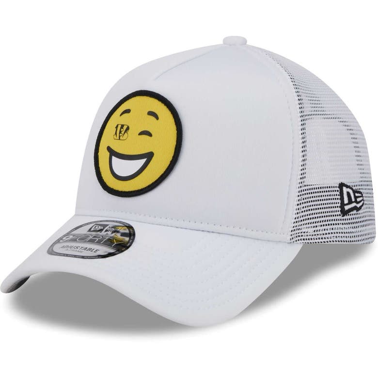 New Era White Cincinnati Bengals Happy A-frame Trucker 9forty Snapback Hat In Gray