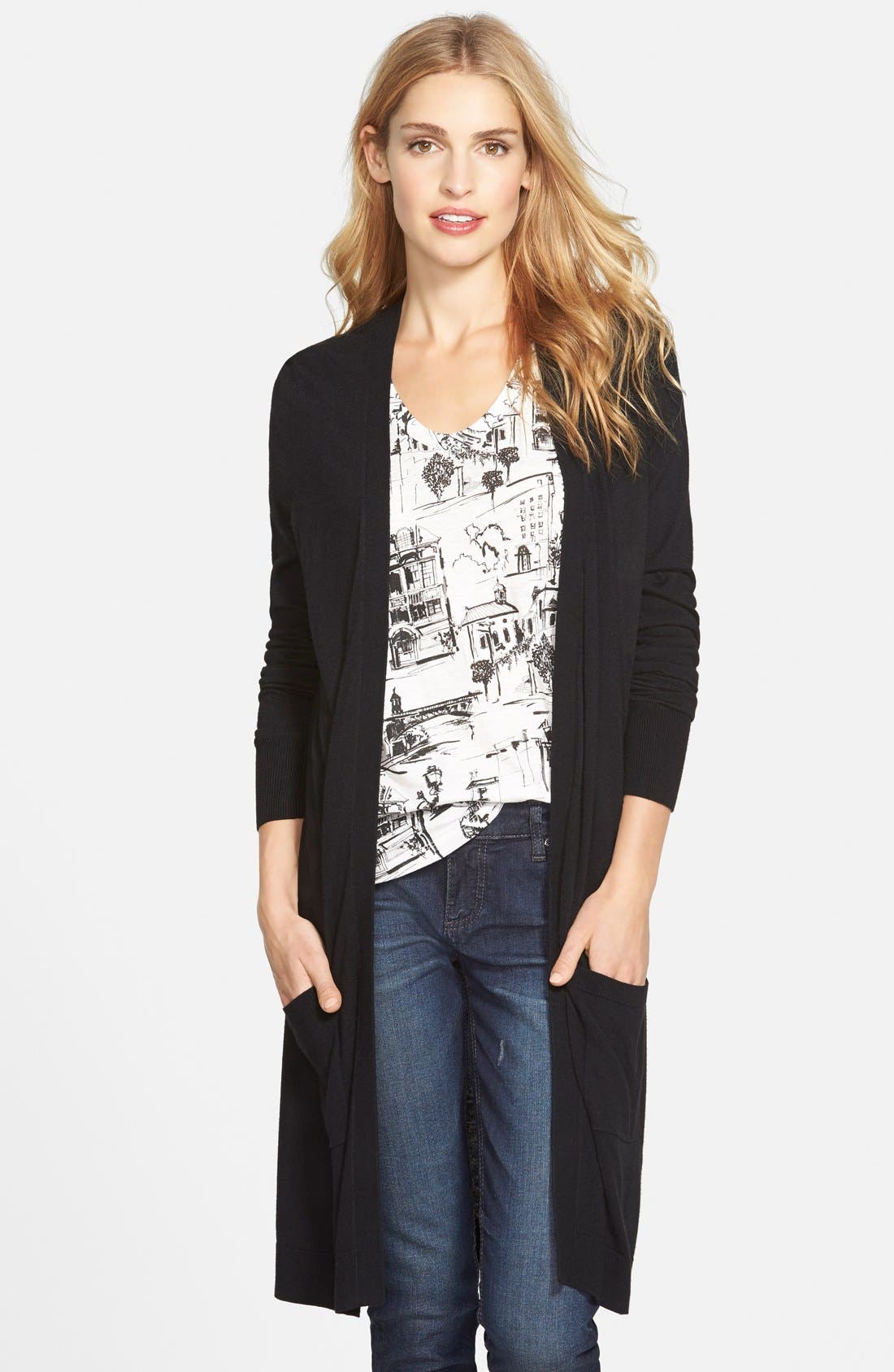 Halogen® Long Open Cardigan (Regular & Petite) Nordstrom