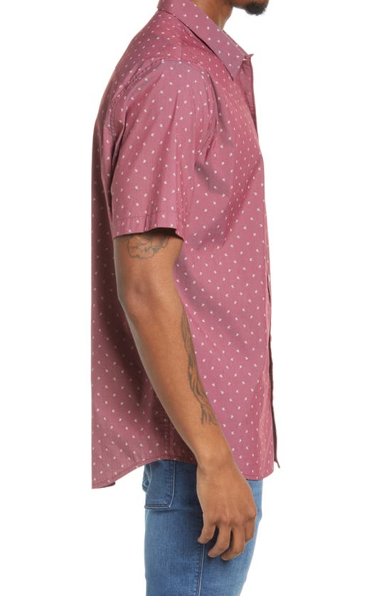 Travismathew Not Your Best Short Sleeve Button-up Shirt In Heather Ruby Wine