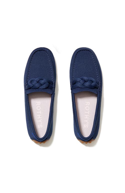 Shop Rothys Rothy's The Braid Driver In Navy Noir