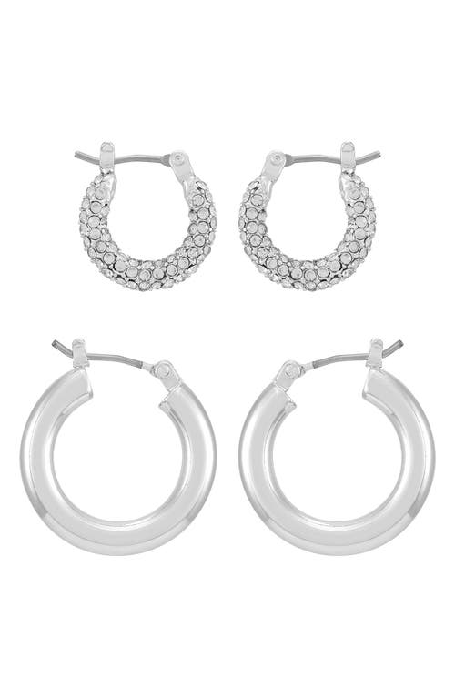 Vince Camuto Set Of 2 Assorted Hoop Earrings In Silver
