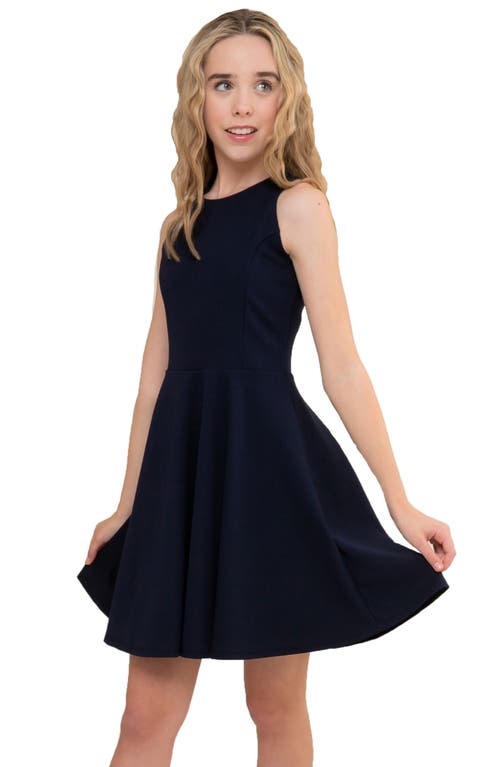 Un Deux Trois Kids' Textured Racerback Fit & Flare Dress Navy at Nordstrom,