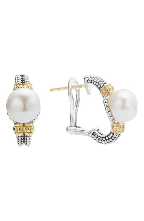 Lagos 18k Gold And Sterling Silver Luna Earrings With Cultured Freshwater Pearls In Silver/pearl