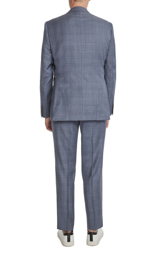 Shop Jack Victor Esprit Contemporary Fit Plaid Wool Suit In Mid Blue