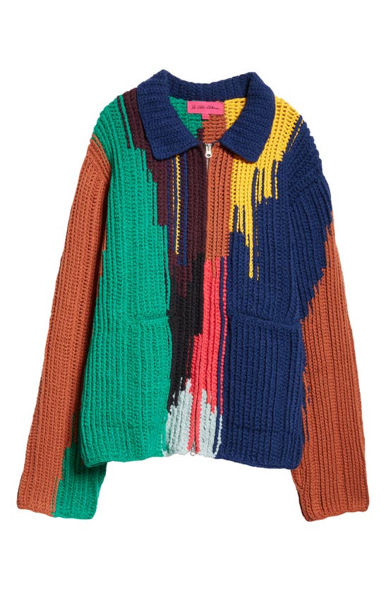 Shop The Elder Statesman Acid Cotton Crochet Jacket In S24 Multi