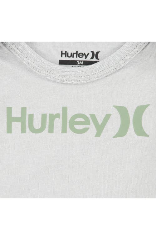 Shop Hurley Assorted 3-pack Bodysuits In Wolf Gray/sun/aloe Green