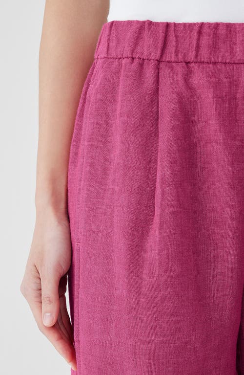 Eileen Fisher Pleated Linen Ankle Lantern Pants In Geranium