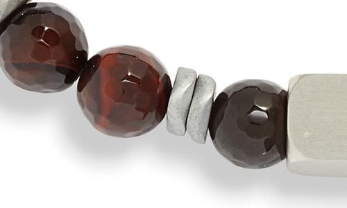 Clifton Wilson Dark Red & Black Stone Beaded Bracelet In Dark Red