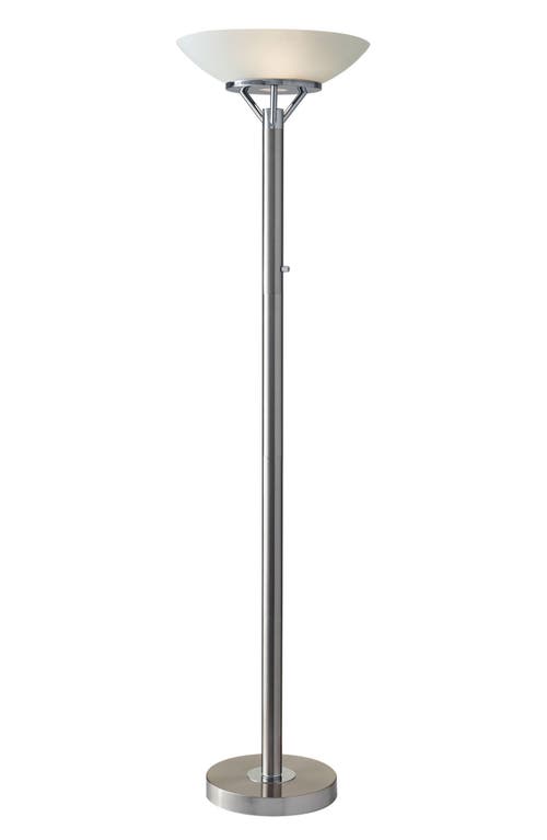 Adesso Lighting Expo Torchiere Floor Lamp In Brushed Steel Chrome Accents