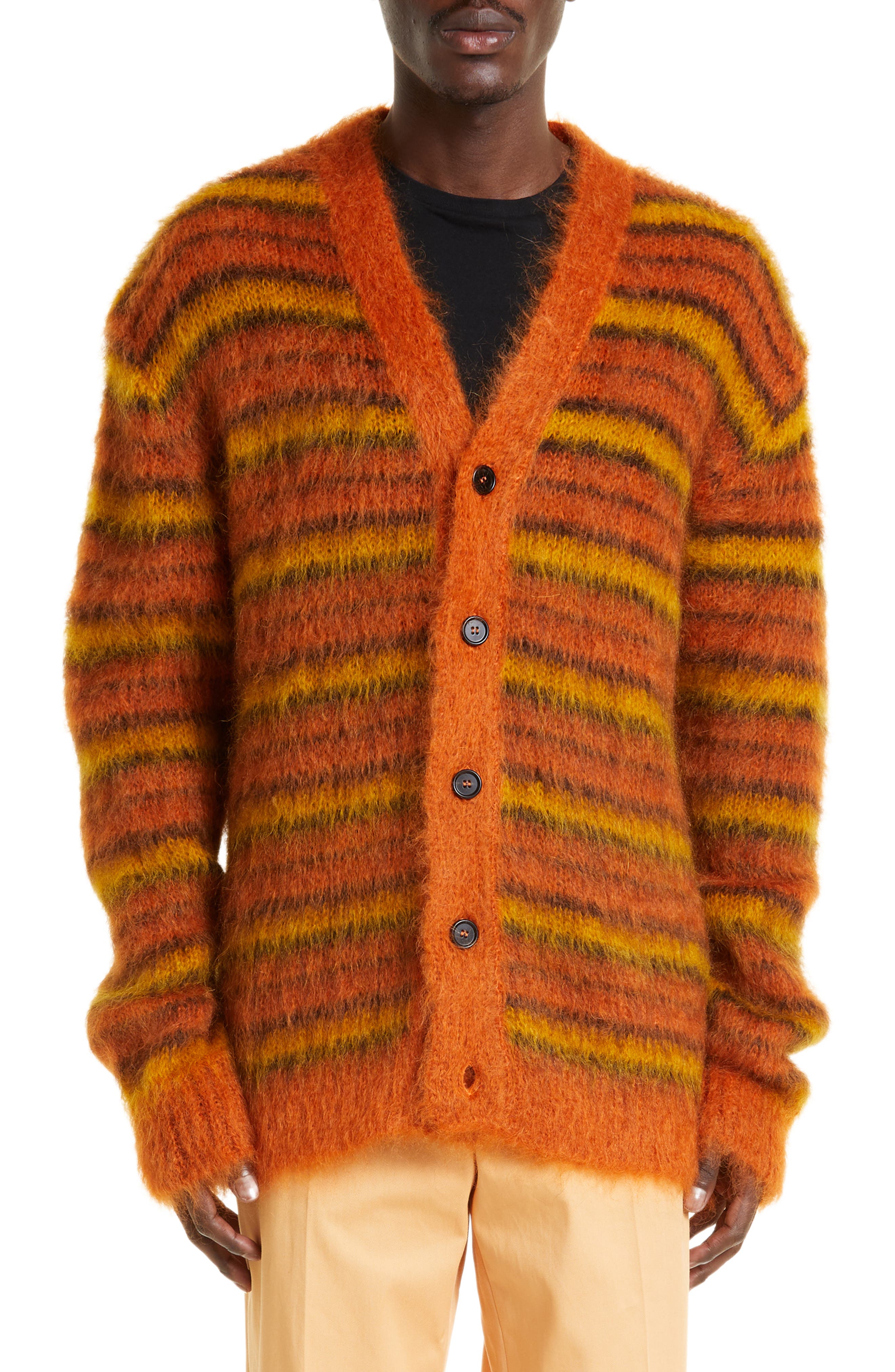 Marni V-neck wool cashmere-blend top - Orange