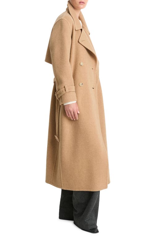 Shop Vince Double Breasted Wool Blend Belted Coat In Camel