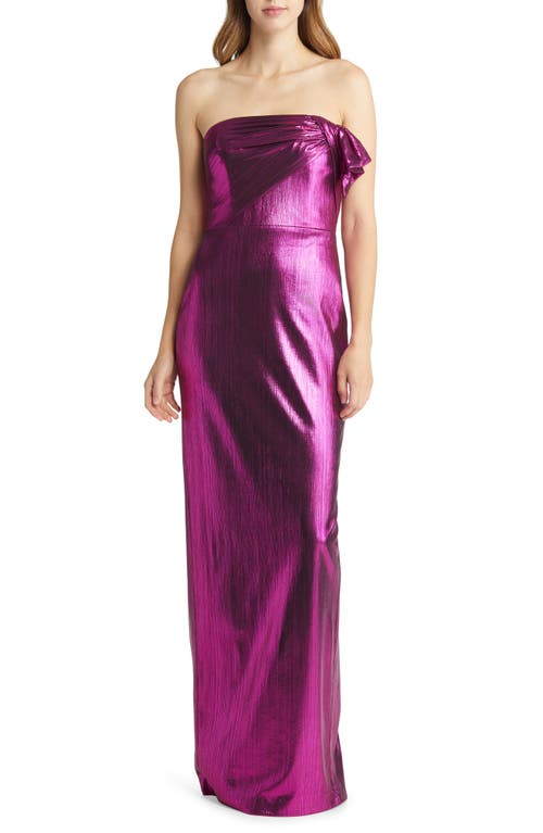 Black Halo Divina Strapless Gown in Magenta Glow