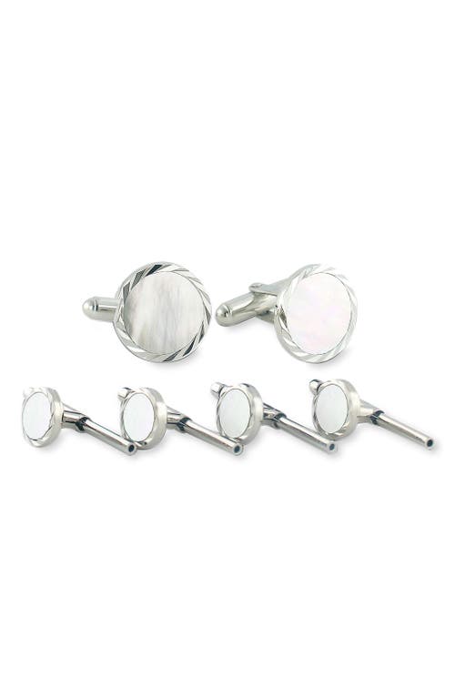 Mother-of-Pearl Cuff Link & Stud Set in Mother Of Pearl