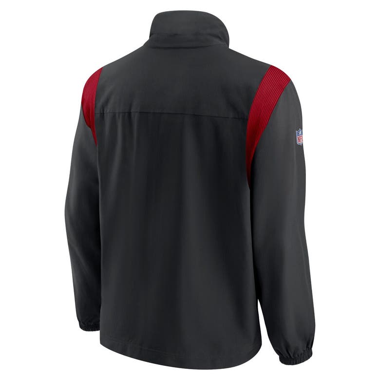 Shop Nike Black/scarlet San Francisco 49ers Sideline Woven Logo Full-zip Jacket