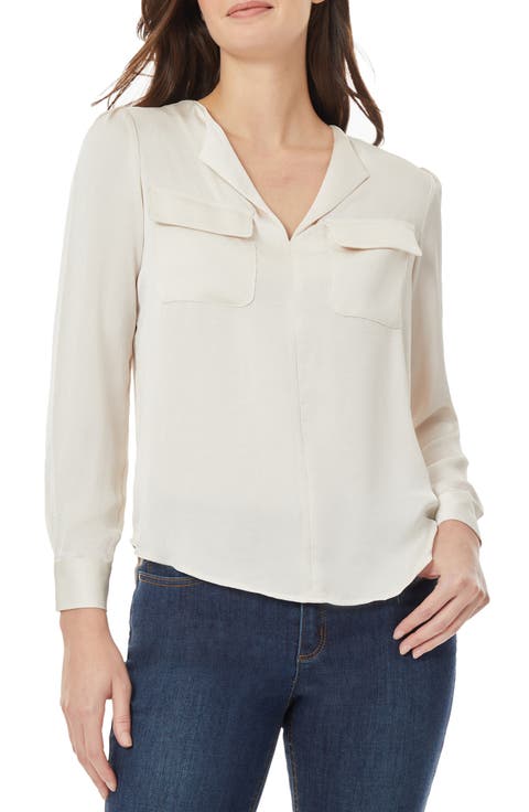 Simplified Utility Textured Charmeuse Blouse