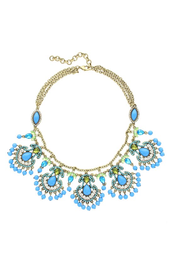 Shop Olivia Welles Rissa Cluster Statement Necklace In Blue