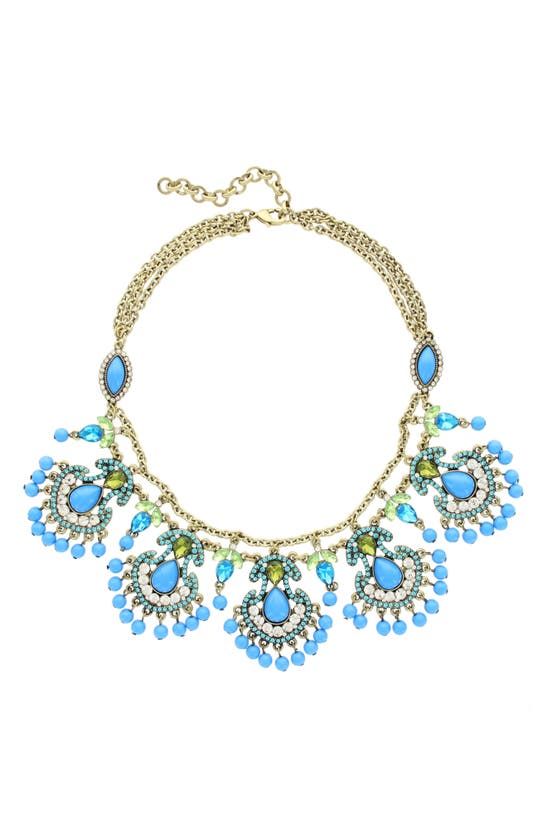 Olivia Welles Rissa Cluster Statement Necklace In Blue