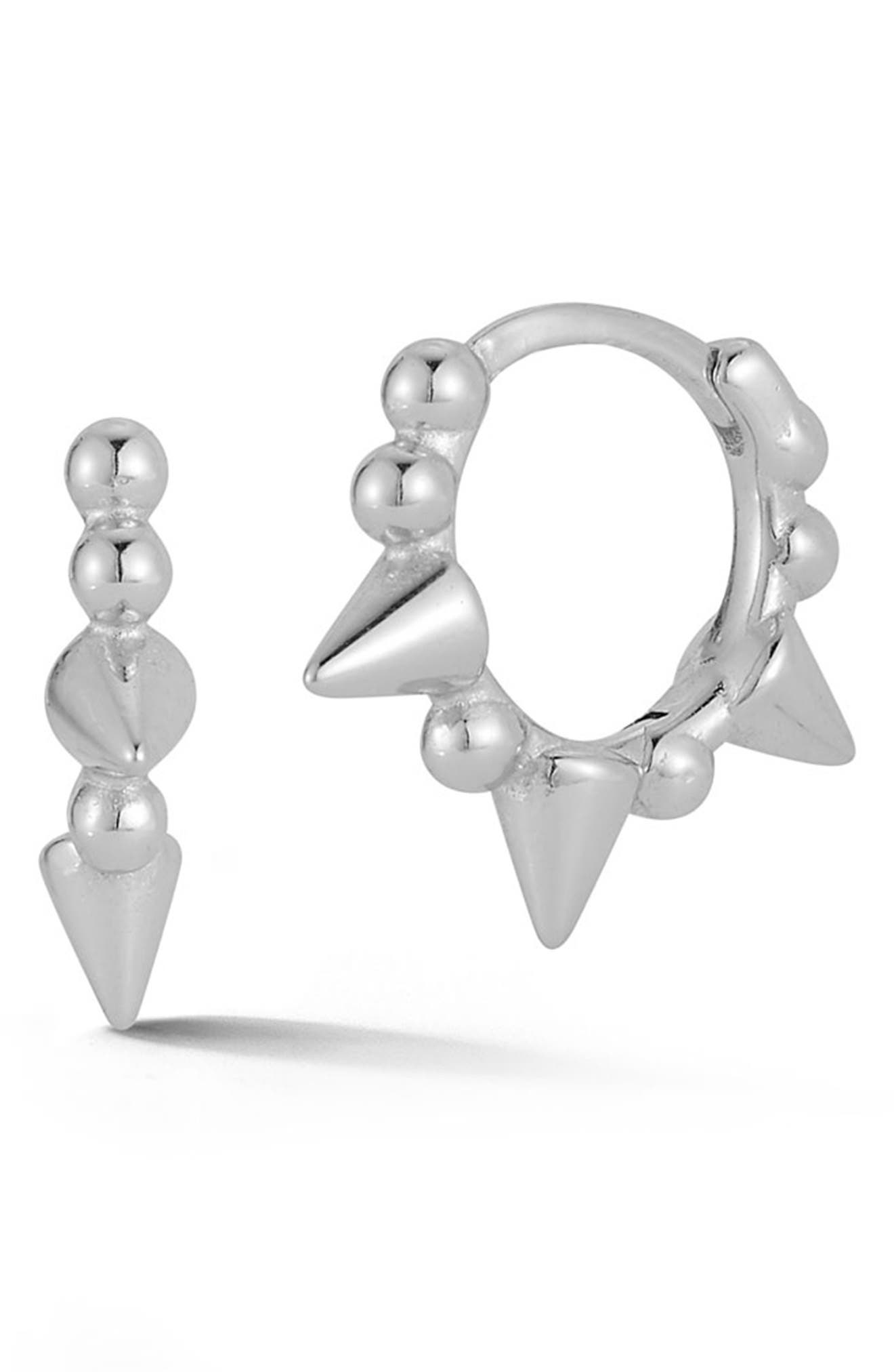 sterling silver spike hoop earrings