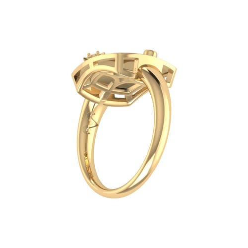 Shop Luvmyjewelry Aries Diamond Signet Ring In 14kt Gold Vermeil On Sterling