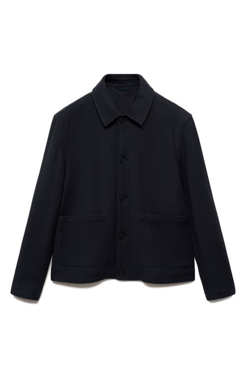 Shop Mango Daniel Cotton Blend Twill Overshirt In Dark Navy