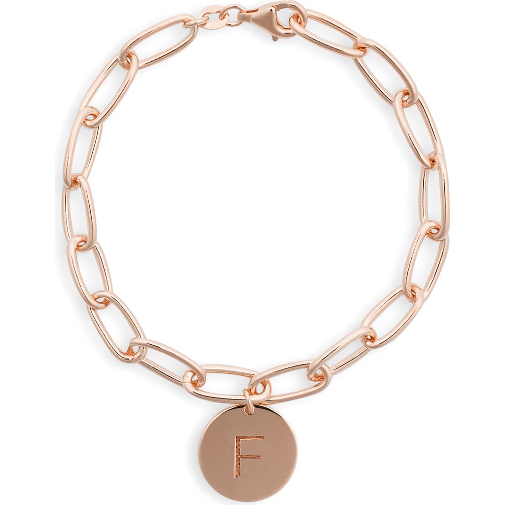 Meshmerise Initial Disc Charm Bracelet In Rose-f