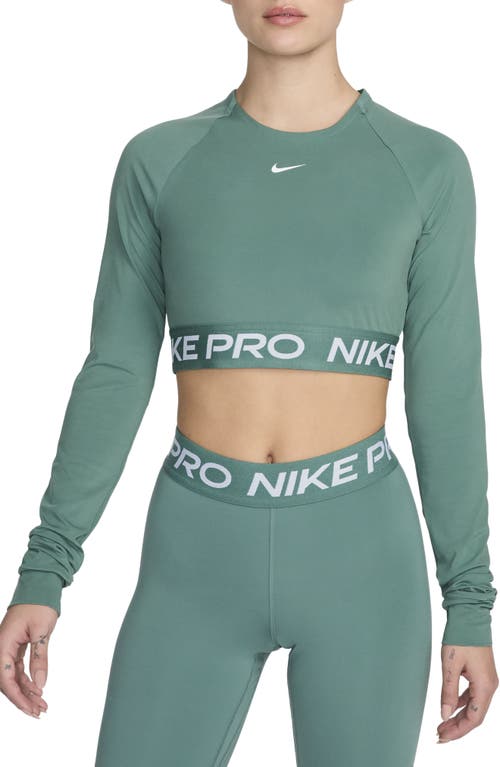 Nike Pro 365 Dri-fit Long Sleeve Crop Top In Bicoastal/white