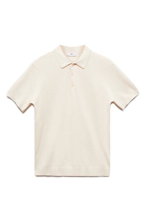 Mango Textured Polo In Ecru