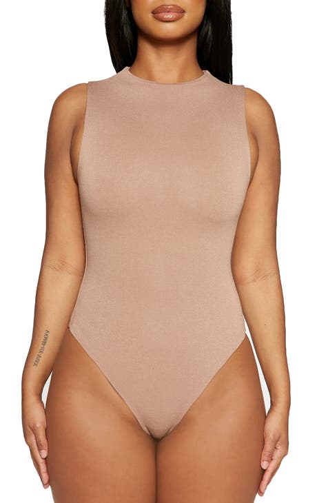 Saint Body V Neck Bodysuit - Nude 