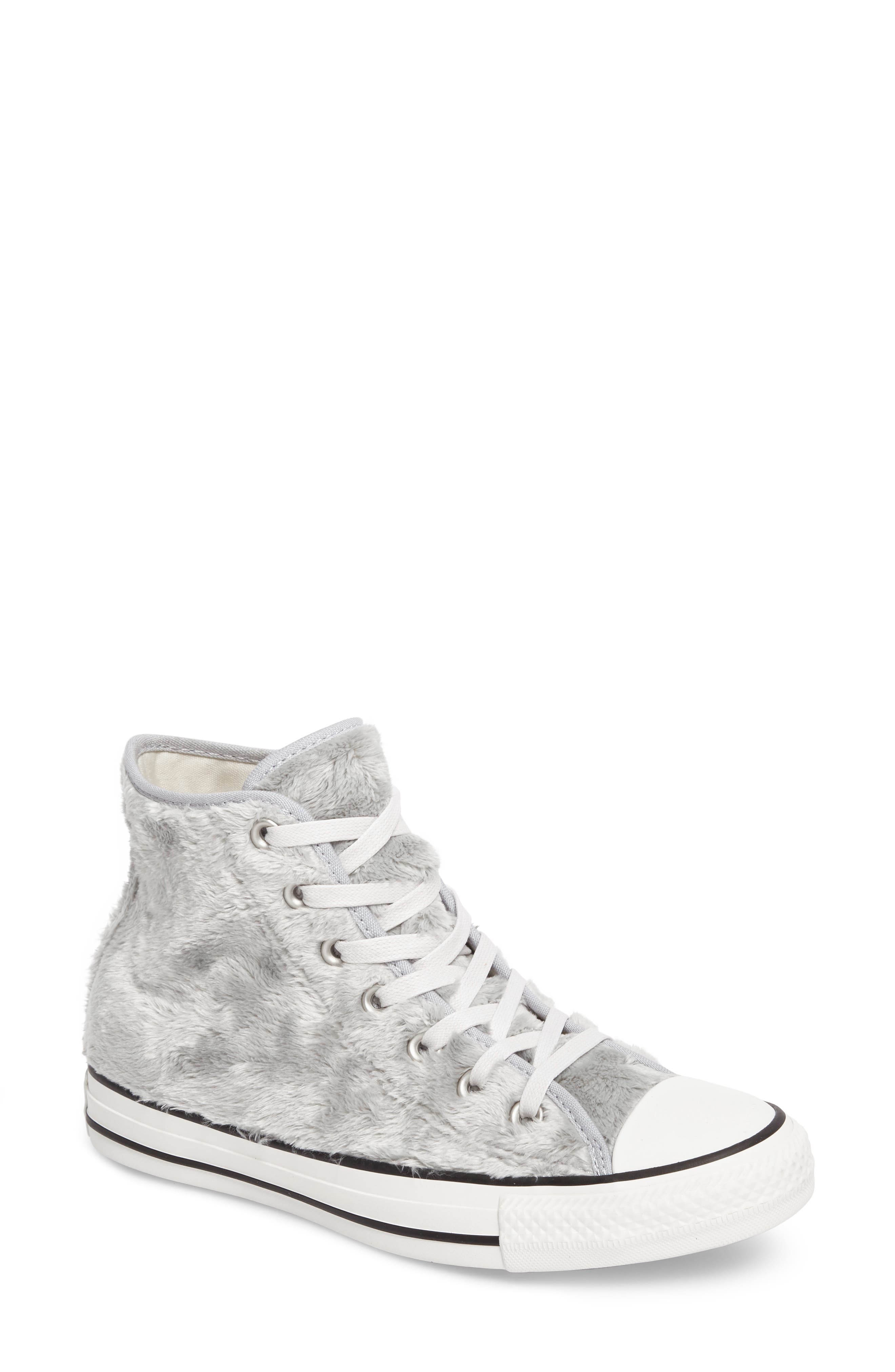 faux fur high top sneakers