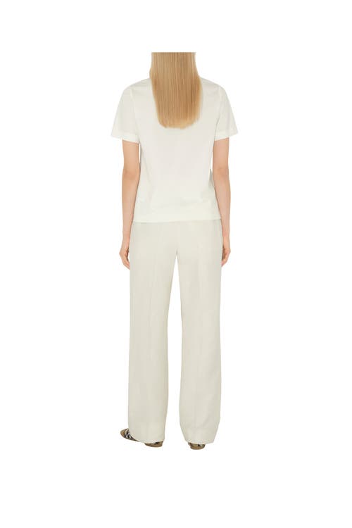 Burberry Cotton T-shirt With Check Application In Chalk