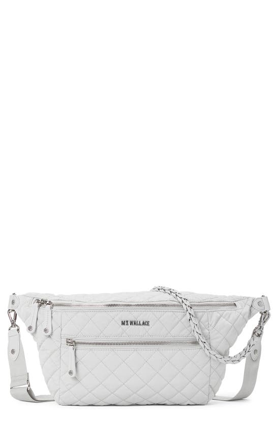 Shop Mz Wallace Crosby Quilted Nylon Convertible Sling Bag In Light Grey