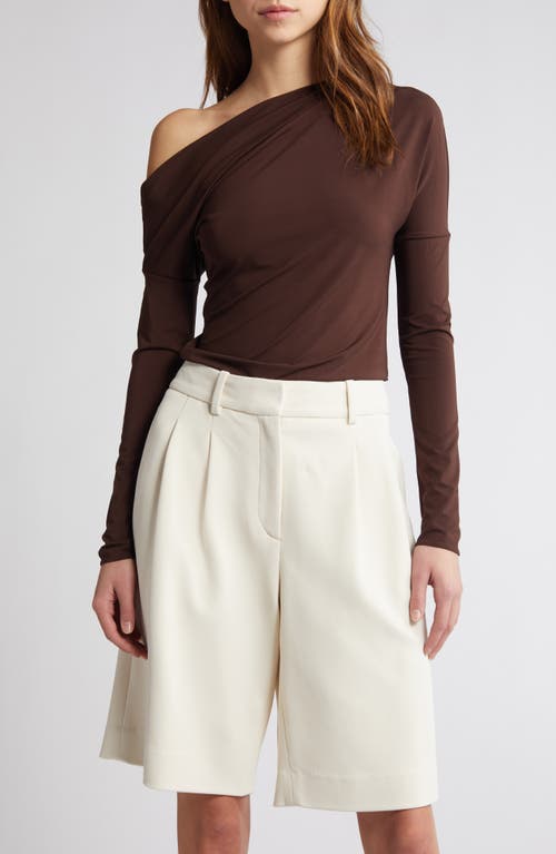 Anya One-Shoulder Knit Top in Chocolate