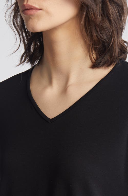 Shop Eileen Fisher Easy V-neck Tunic In Black